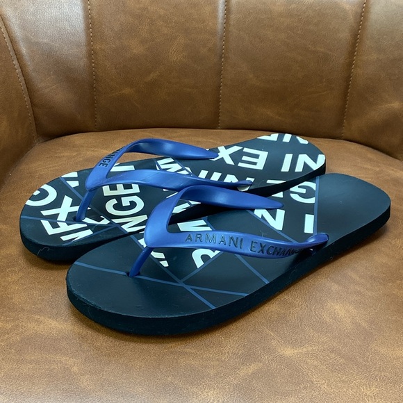 Armani Exchange Other - Armani Exchange Men's Black Navy & White Flip Flops Sz 11/12